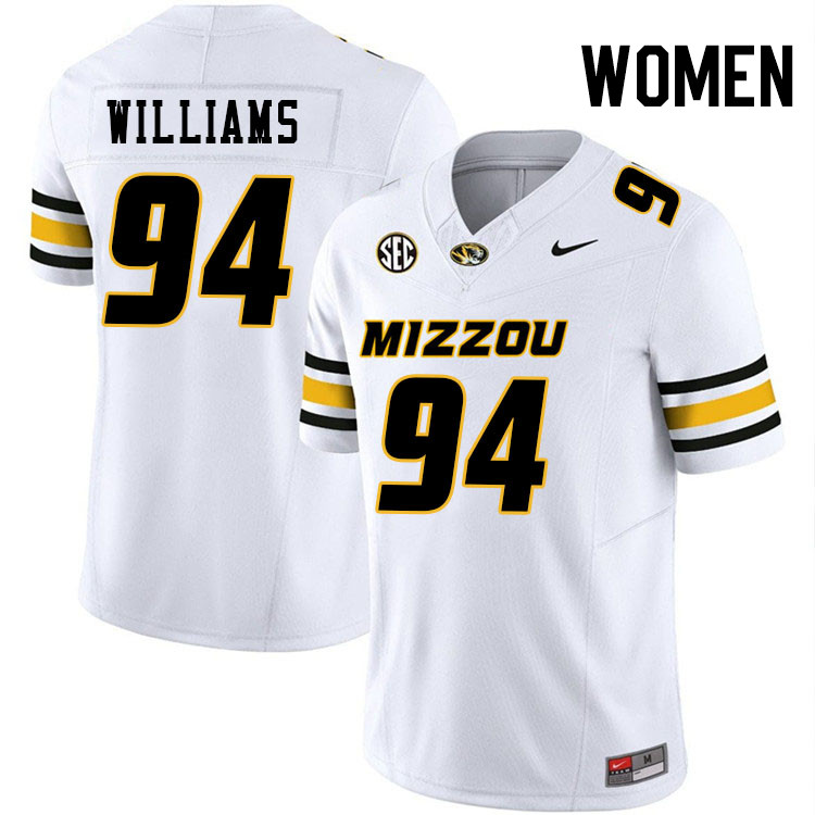 Women #94 Sam Williams Missouri Tigers College Football Jerseys Stitched-White